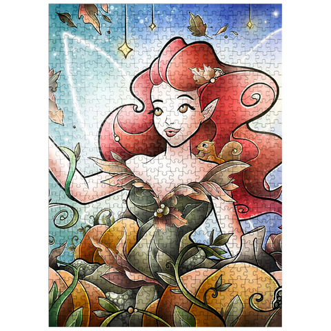 puzzleplate Hazel the Fairy of Autumn Stained Glass 500 Jigsaw Puzzle
