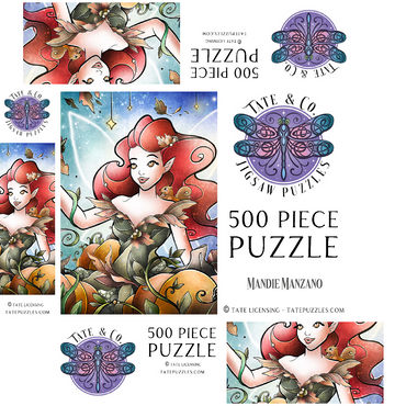 Hazel the Fairy of Autumn Stained Glass 500 Jigsaw Puzzle box 3D Modell