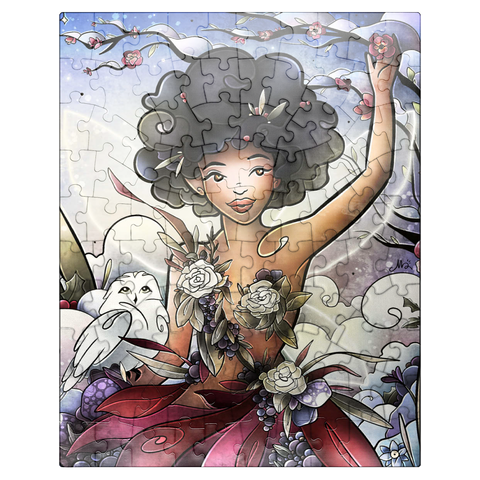 puzzleplate Eira the Fairy of Winter Stained Glass - Mandie Manzano 100 Jigsaw Puzzle