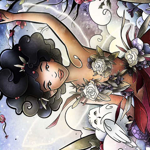 Eira the Fairy of Winter Stained Glass - Mandie Manzano 100 Jigsaw Puzzle 3D Modell