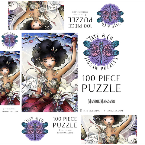 Eira the Fairy of Winter Stained Glass - Mandie Manzano 100 Jigsaw Puzzle box 3D Modell