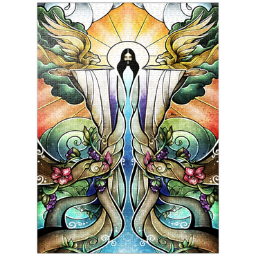 puzzleplate The Wells of Salvation Stained Glass 1000 Jigsaw Puzzle