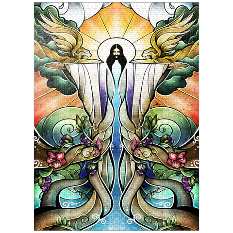 puzzleplate The Wells of Salvation Stained Glass 1000 Jigsaw Puzzle