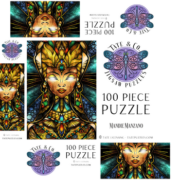 Nefertiri Stained Glass - Mandie Manzano 100 Jigsaw Puzzle box 3D Modell