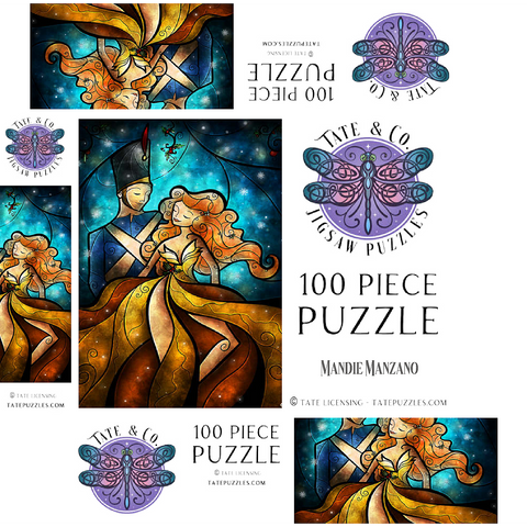 The Tin Soldier & His Ballerina Stained Glass - Mandie Manzano 100 Jigsaw Puzzle box 3D Modell