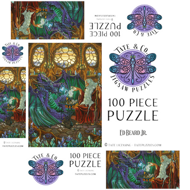 Old Friends at Play Wizard & Dragon Chess - Ed Beard Jr 100 Jigsaw Puzzle box 3D Modell