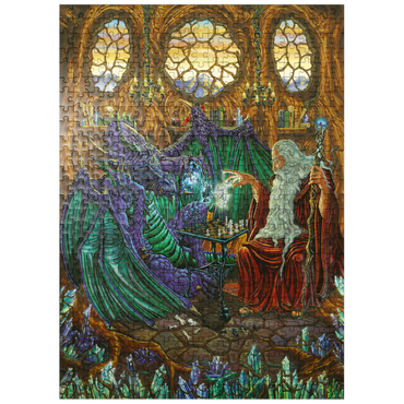 puzzleplate Old Friends at Play Wizard & Dragon Chess 500 Jigsaw Puzzle