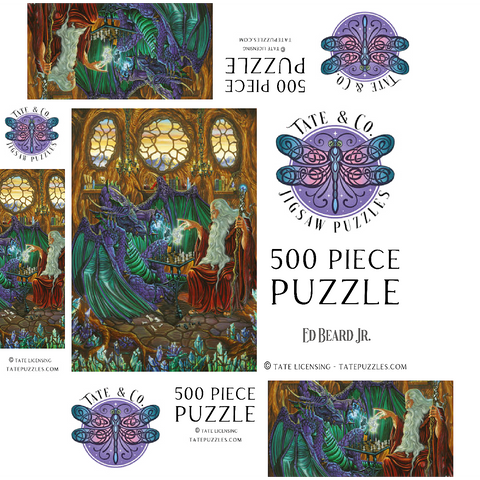 Old Friends at Play Wizard & Dragon Chess 500 Jigsaw Puzzle box 3D Modell