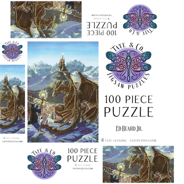 The Encounter Wizard & Dragon - Ed Beard Jr 100 Jigsaw Puzzle box 3D Modell