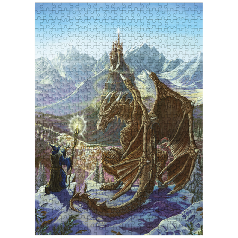 puzzleplate The Encounter Wizard & Dragon - Ed Beard Jr 500 Jigsaw Puzzle