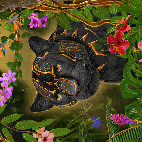 Golden Panther mystical Wildlife - Vincent Hie 100 Jigsaw Puzzle 3D Modell