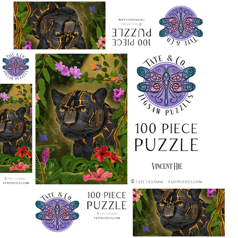 Golden Panther mystical Wildlife - Vincent Hie 100 Jigsaw Puzzle box 3D Modell