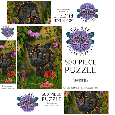 Golden Panther mystical Wildlife - Vincent Hie 500 Jigsaw Puzzle box 3D Modell