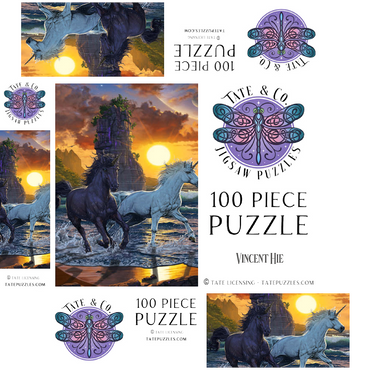 Unicorns in Sunset - Vincent Hie 100 Jigsaw Puzzle box 3D Modell