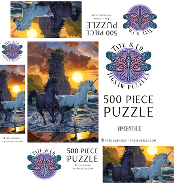 Unicorns in Sunset - Vincent Hie 500 Jigsaw Puzzle box 3D Modell
