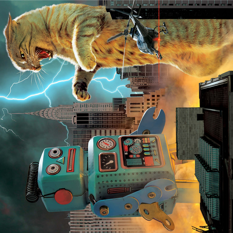 Catzilla Vs Robot Movie Cats- Vincent Hie 1000 Jigsaw Puzzle 3D Modell