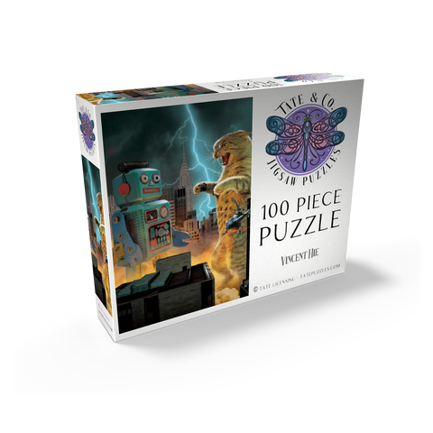 Catzilla Vs Robot Movie Cats- Vincent Hie 100 Jigsaw Puzzle box view2