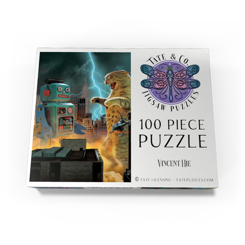 Catzilla Vs Robot Movie Cats- Vincent Hie 100 Jigsaw Puzzle box view3