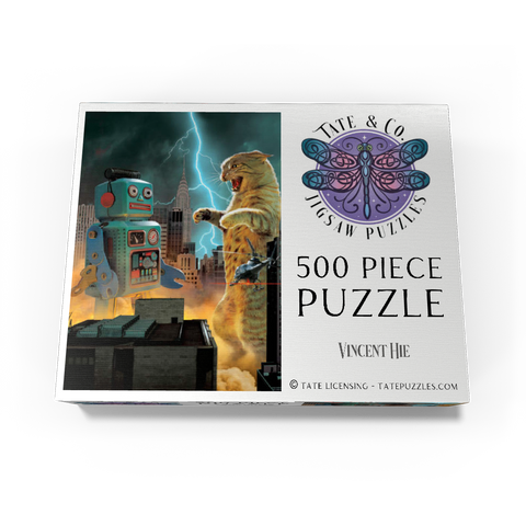 Catzilla Vs Robot Movie Cats- Vincent Hie 500 Jigsaw Puzzle box view3