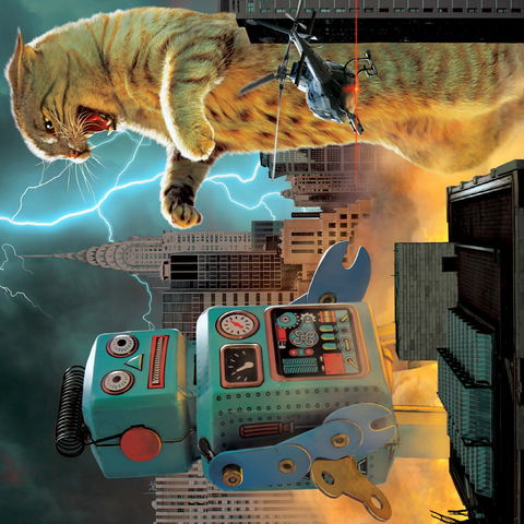 Catzilla Vs Robot Movie Cats- Vincent Hie 500 Jigsaw Puzzle 3D Modell