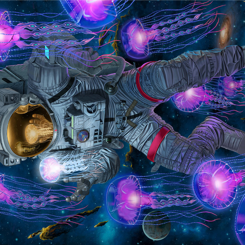 Cosmic Encounter Space Jellyfish Astronaut - Vincent Hie 1000 Jigsaw Puzzle 3D Modell