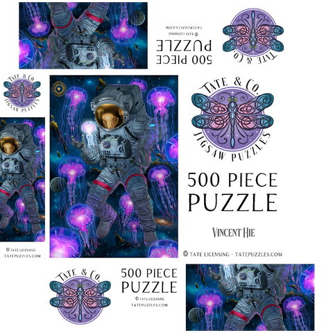 Cosmic Encounter Space Jellyfish Astronaut - Vincent Hie 500 Jigsaw Puzzle box 3D Modell