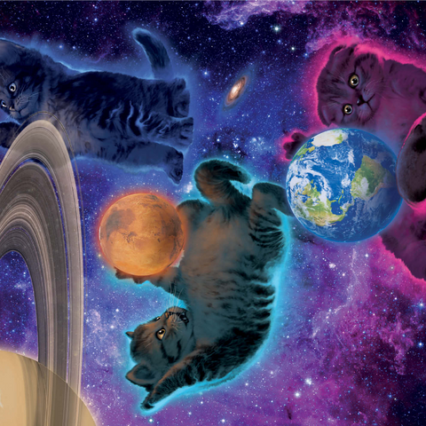 Cosmic Kittens Space - Vincent Hie 1000 Jigsaw Puzzle 3D Modell