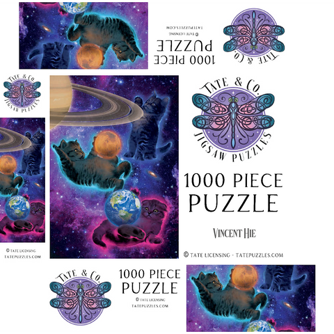 Cosmic Kittens Space - Vincent Hie 1000 Jigsaw Puzzle box 3D Modell