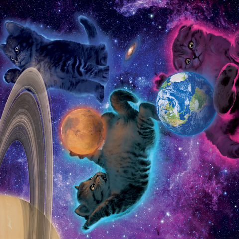 Cosmic Kittens Space - Vincent Hie 100 Jigsaw Puzzle 3D Modell