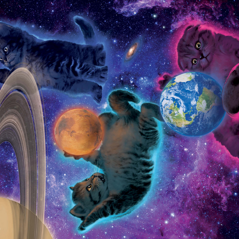 Cosmic Kittens Space - Vincent Hie 500 Jigsaw Puzzle 3D Modell
