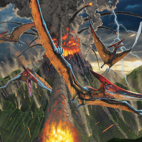 Eruption Dinosaurs - Vincent Hie 1000 Jigsaw Puzzle 3D Modell