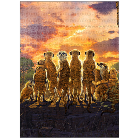 puzzleplate Meerkat Family Sunset - Vincent Hie 1000 Jigsaw Puzzle