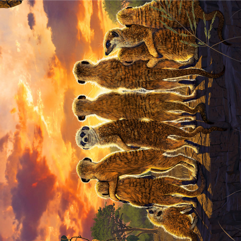 Meerkat Family Sunset - Vincent Hie 1000 Jigsaw Puzzle 3D Modell