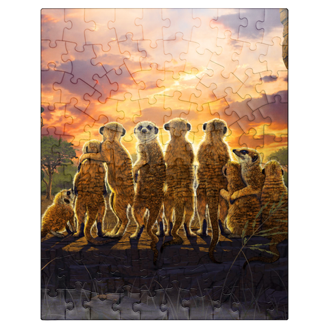 puzzleplate Meerkat Family Sunset - Vincent Hie 100 Jigsaw Puzzle
