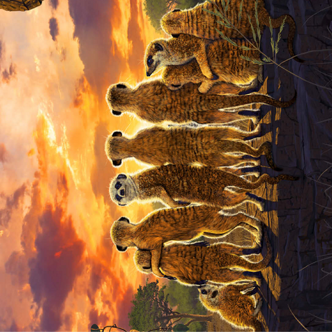 Meerkat Family Sunset - Vincent Hie 100 Jigsaw Puzzle 3D Modell