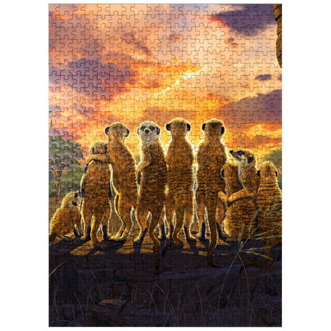 puzzleplate Meerkat Family Sunset - Vincent Hie 500 Jigsaw Puzzle