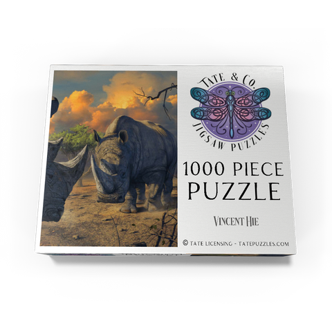 Rhino Stand Off - Vincent Hie 1000 Jigsaw Puzzle box view3