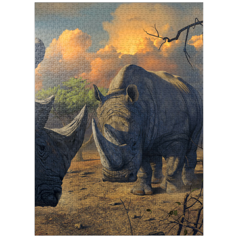 puzzleplate Rhino Stand Off - Vincent Hie 1000 Jigsaw Puzzle