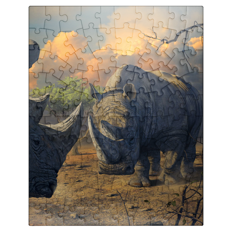 puzzleplate Rhino Stand Off - Vincent Hie 100 Jigsaw Puzzle