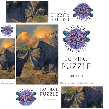 Rhino Stand Off - Vincent Hie 100 Jigsaw Puzzle box 3D Modell
