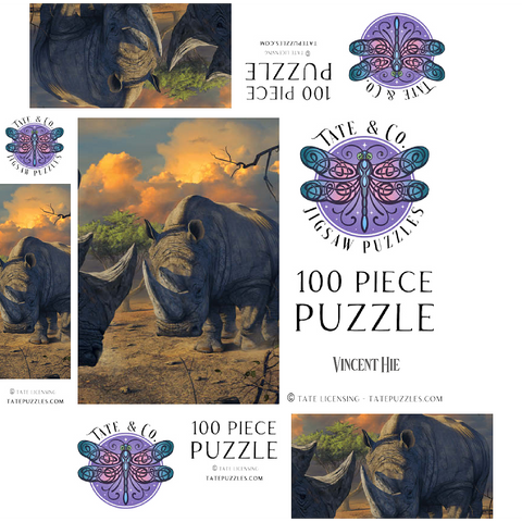 Rhino Stand Off - Vincent Hie 100 Jigsaw Puzzle box 3D Modell
