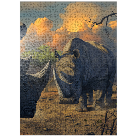puzzleplate Rhino Stand Off - Vincent Hie 500 Jigsaw Puzzle
