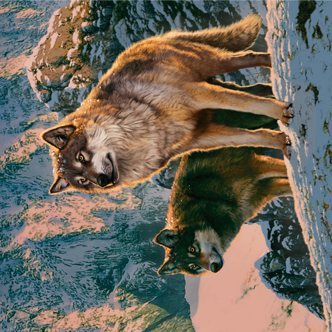 Wolf Couple in Sunset - Vincent Hie 1000 Jigsaw Puzzle 3D Modell