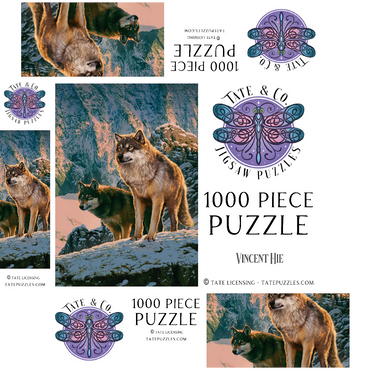 Wolf Couple in Sunset - Vincent Hie 1000 Jigsaw Puzzle box 3D Modell