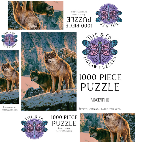 Wolf Couple in Sunset - Vincent Hie 1000 Jigsaw Puzzle box 3D Modell