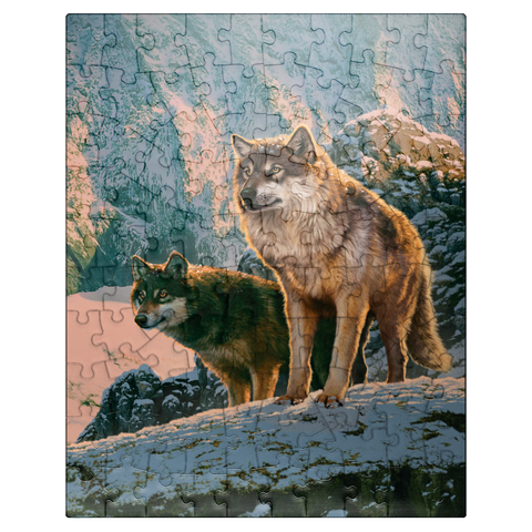 puzzleplate Wolf Couple in Sunset - Vincent Hie 100 Jigsaw Puzzle