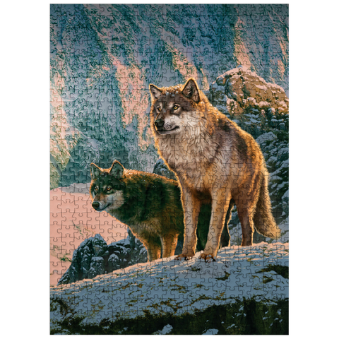 puzzleplate Wolf Couple in Sunset - Vincent Hie 500 Jigsaw Puzzle