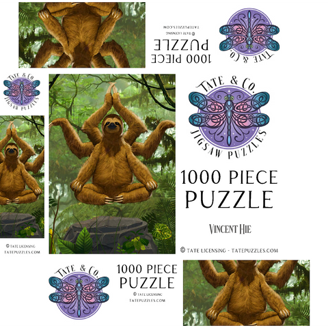 Zen Sloth Meditation - Vincent Hie 1000 Jigsaw Puzzle box 3D Modell