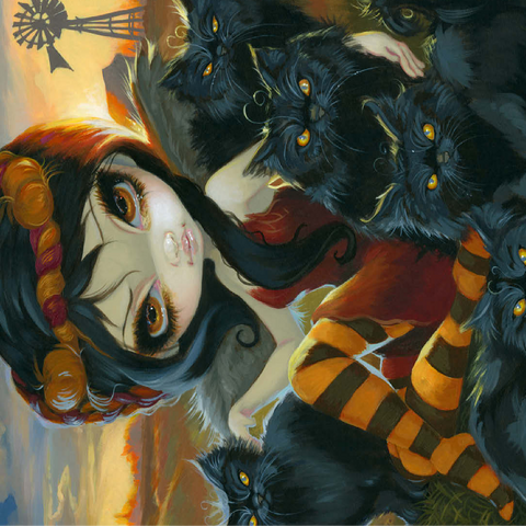 Autumn Kitties - Jasmine Becket-Griffith 100 Jigsaw Puzzle 3D Modell