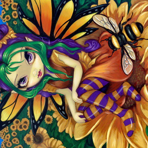 Sunflower Fairy with Bee - Jasmine Becket-Griffith 500 Jigsaw Puzzle 3D Modell